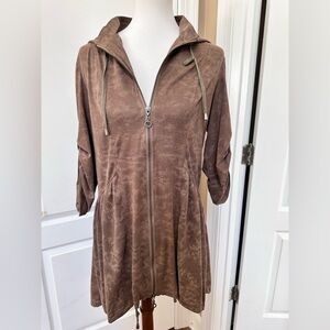 Miilla 100% PVC Hooded Zip-Front Jacket Dress – Size M – Brown